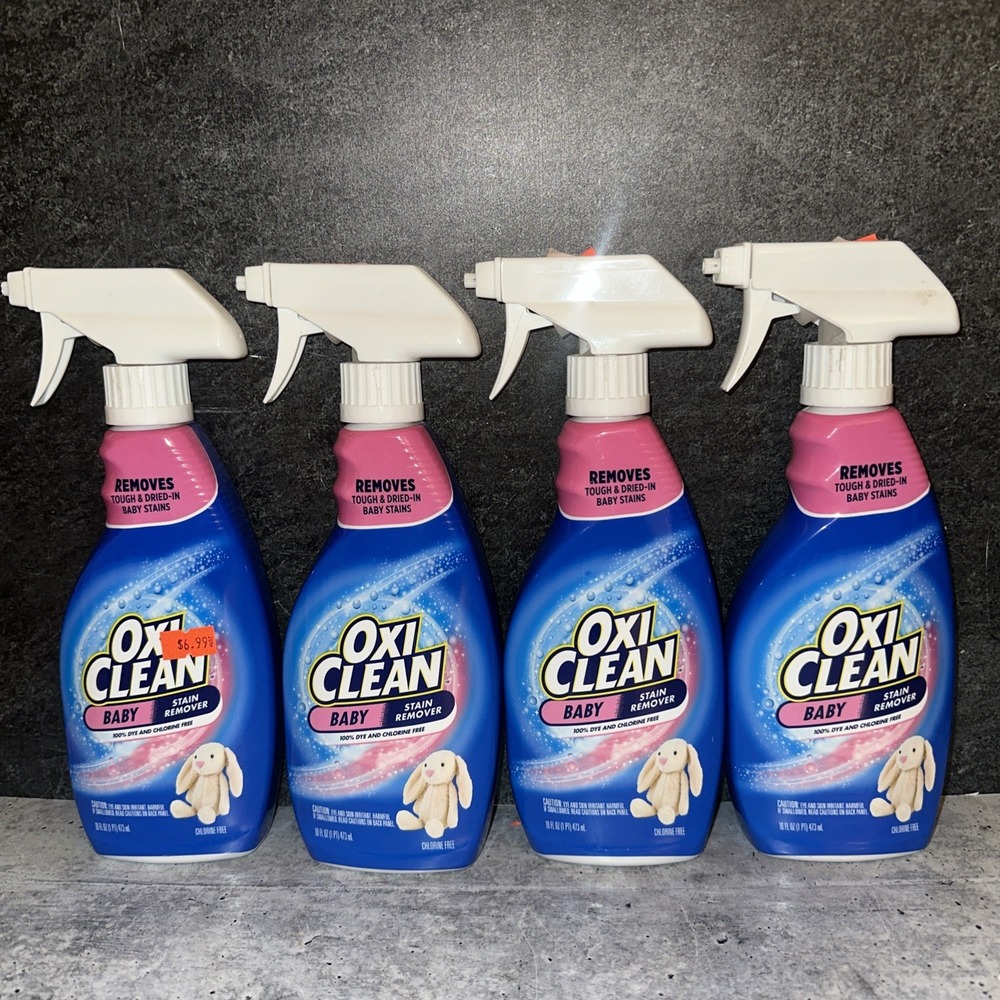 4 Lot OxiClean Baby Liquid Stain Remover 16 Ounces Oxi Clean